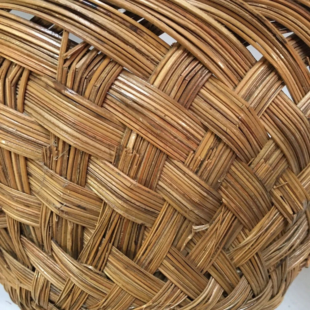 Woven Wicker Basket Home Decor 13 in Brown Round Handcrafted Bowl Cottagecore